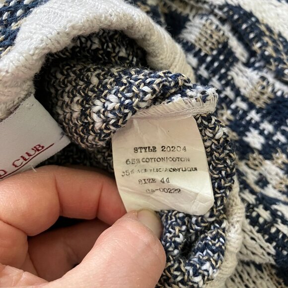 Boulevard Club Textured Knit Pullover Sweater Vintage 90s Blue/White Pattern - Picture 4 of 7